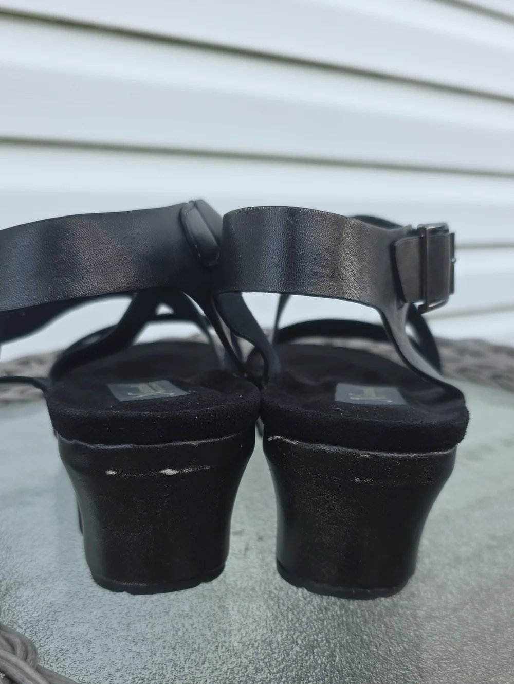 Natural Reflections Black Strappy Ankle Buckle Sandals
